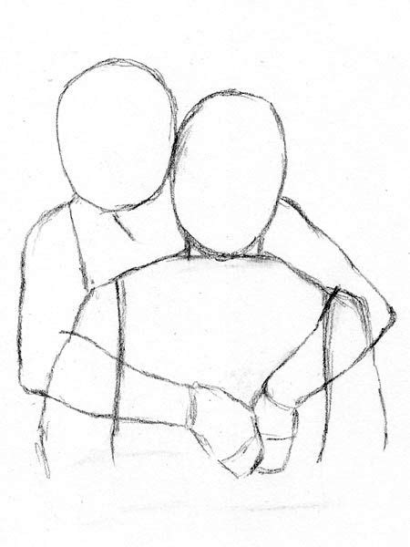 How To Draw People Hugging From Behind The Back Easy People Drawings