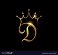 Golden crown monogram initial letter d Royalty Free Vector