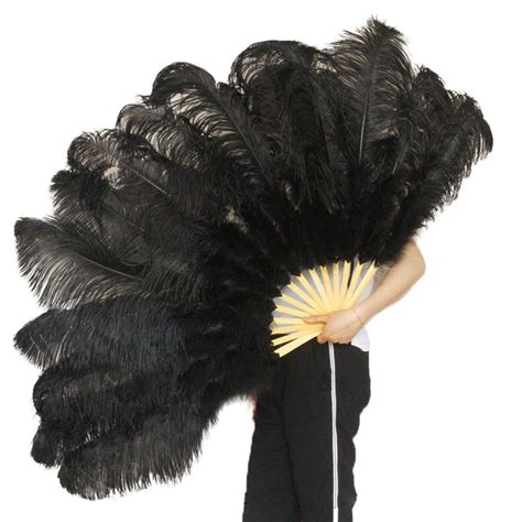 Ostrich Feather Fan Large Dance Fans White Black Vintagepost