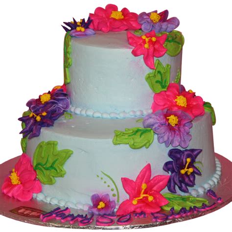 1017 Two Tier Anniversary Cake With Flowers Abc Cake