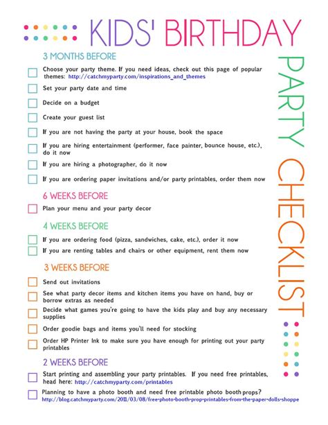 Free Printable Kids Party Planning Checklist Catch My Party