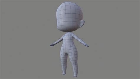 D Model Female Chibi Lowpoly Character Base Mesh Vr Ar Low Poly