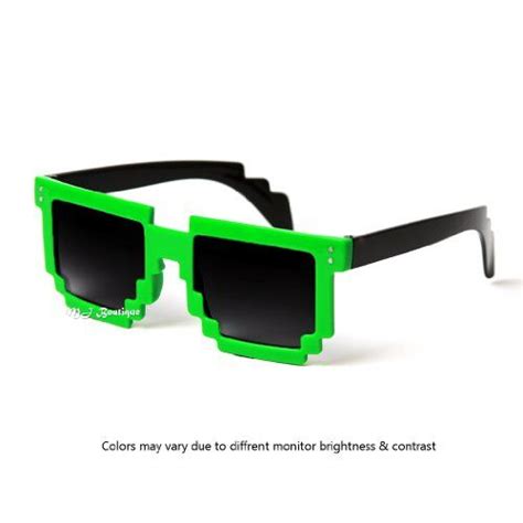 Block 8 Bit Pixel Sunglasses Video Game Geek Party Favors Green Black Geek Party