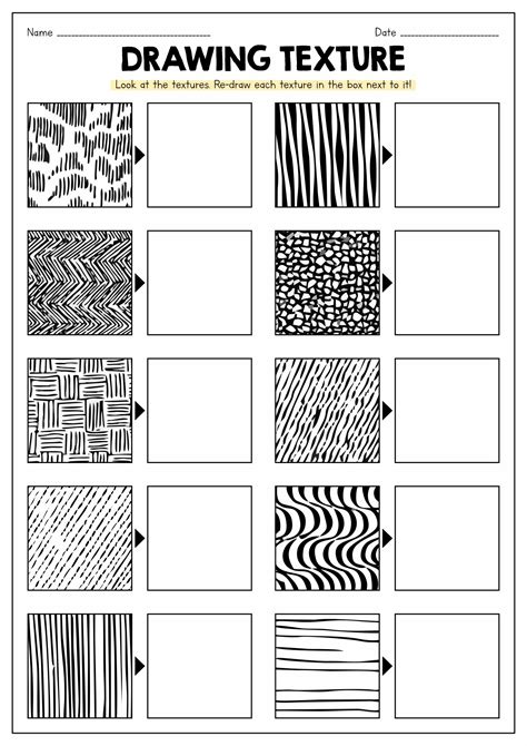 Drawing Texture Worksheet Middle School Art Projects Art Lessons