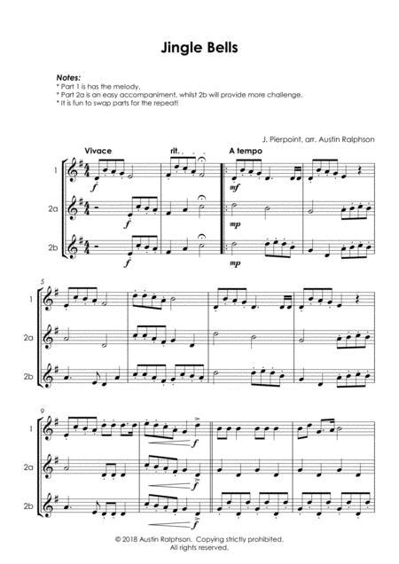Jingle Bells Alto Sax Duet Easy Intermediate Level By James