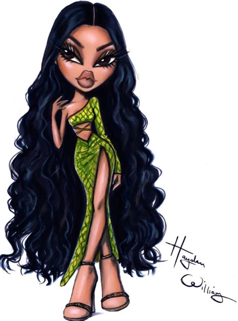 A Drawing Of A Woman With Long Black Hair Wearing A Green Dress And