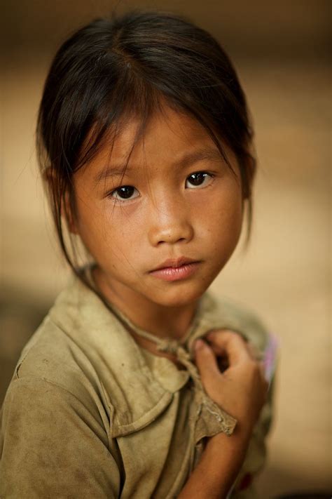 Laos Hmong Village Near Luang Prabang Beautiful Children Kids