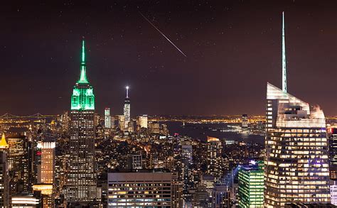 Hd Wallpaper New York City Night Sky Shooting Star City Buildings