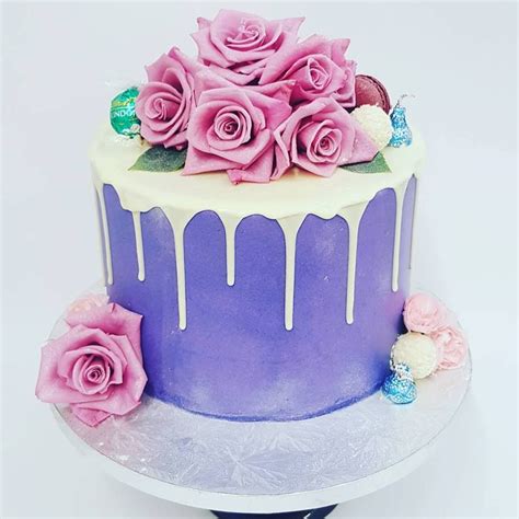 They delivered fresh flowers, yummy cake with beautiful card.they delivered on time and surprise my friend on his birthday. Smooth Purple Drip Cake with Fresh Flowers | Fresh flower ...