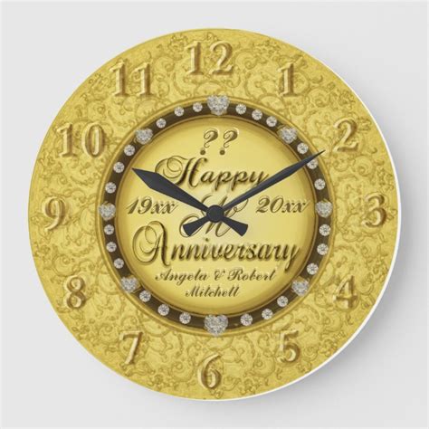 Any Year Anniversary Gold Large Clock Zazzle