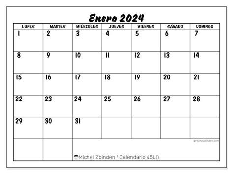 Calendario Enero 2024 45 Michel Zbinden ES