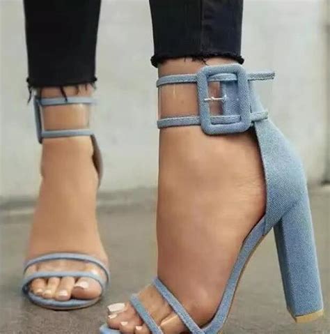 Pvc Patchwork Straps Women Fashion Sandals Sexy Open Toe Ankle Buckles