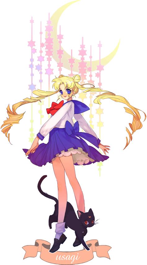 Tsukino Usagi And Luna Bishoujo Senshi Sailor Moon Drawn By Awako