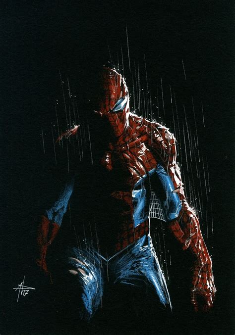 Spidey In The Rain Gabriele Dellotto Spiderman Comic