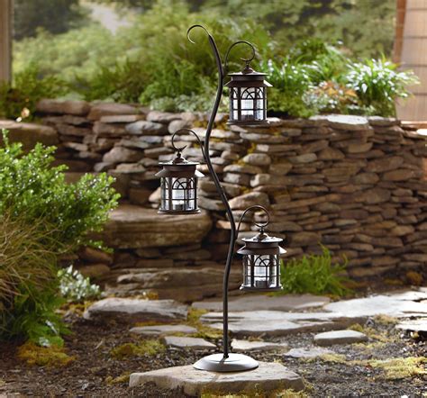 Walensee solar outdoor lights, hanging garden lantern for patio, yard. Garden Oasis 3 Solar Lanterns with Stand | Shop Your Way ...