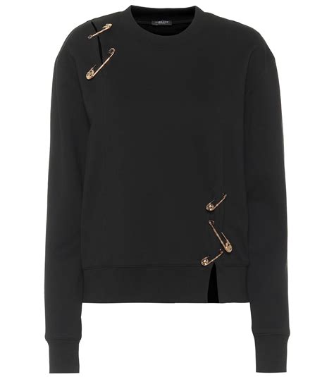Versace Safety Pin Cotton Sweatshirt In Black Lyst