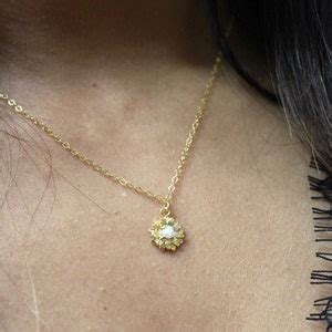 Opal Daisy Necklace K Gold Filled Chain Dainty Etsy
