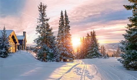 Sunset Panorama Best On Black Winter Landscape Panoramic