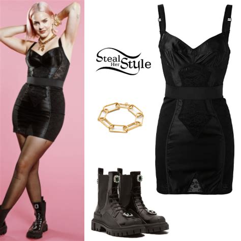Anne Marie Black Corset Dress And Boots