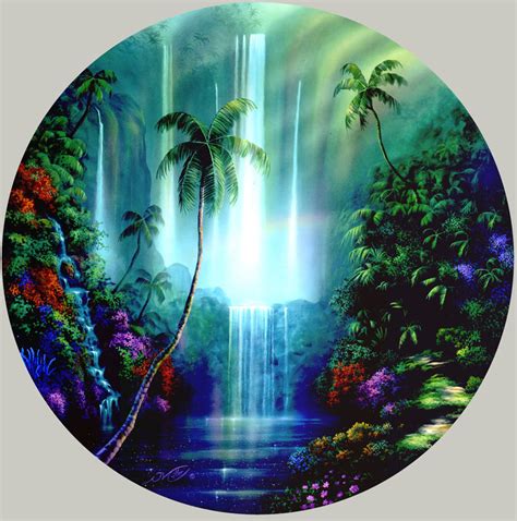 Tropical Waterfall Paintings By Artist David Miller