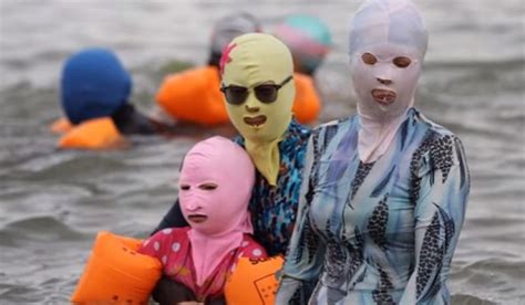 On Beach Chinese Wear Face Kini Masks For Sun Protection On Beach Chinese Wear Face Kini