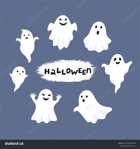 Happy Halloween Ghost Scary White Ghosts Stock Vector Royalty Free
