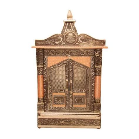 Goldtideas Silver Foiled Wall Hanging Wooden Pooja Mandir For Home