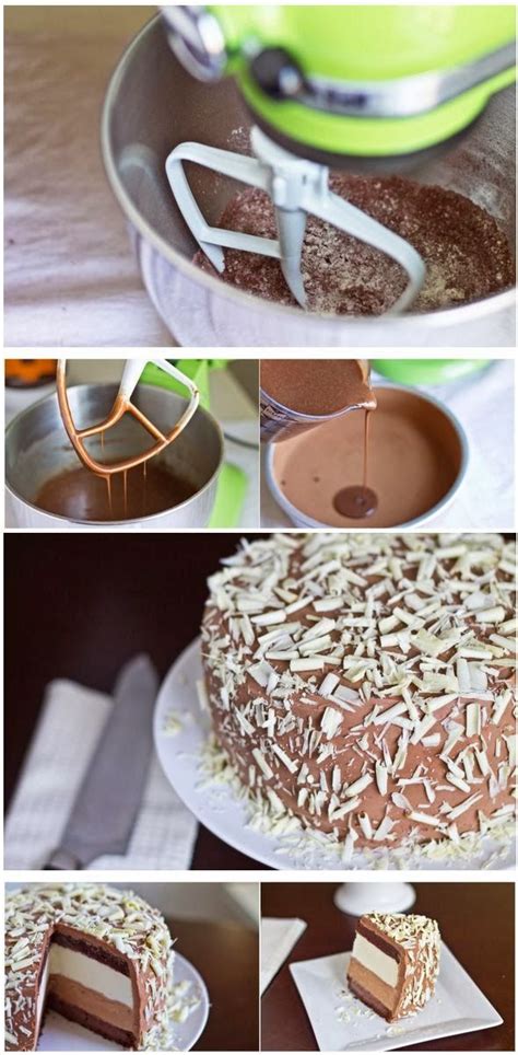 This outrageous cake is made with layers of brownie, coconut chocolate chip cheesecake, chocolate cake and coconut pecan filling and covered in chocolate frosting and chocolate chips! Tuxedo Cheesecake Recipe. Love the look of the shredded ...