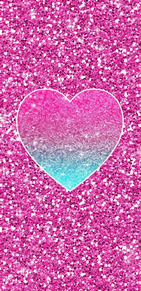Download Gradient Glitter Pink Hearts Wallpaper