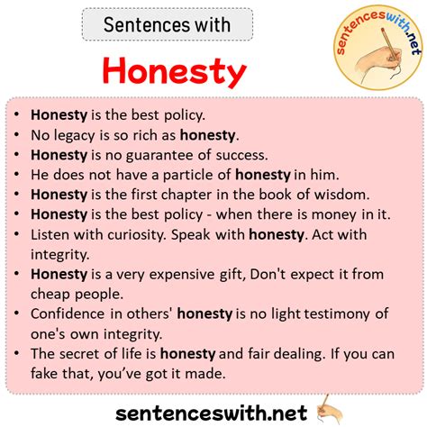 Sentences With Honesty Sentences About Honesty Sentenceswithnet