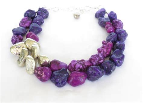 Asymmetrical Purple Megan Nugget Necklace By Wildflowers Grace 69