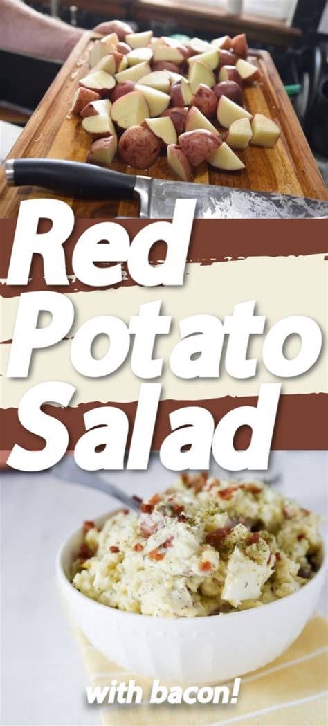 Combine the soured cream, mayonnaise and mustard, then add to the cold potatoes with the celery, gherkin and dill. Easy Red Skin Potato Salad with Bacon (Stove and Instant ...