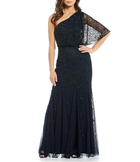 Shop For Adrianna Papell One Shoulder Beaded Black Gown At