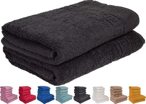 Black 2 Bath Towels Set 70x140 Large Size 100 Natural Cotton 500 Gsm