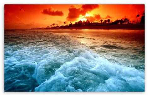 Tropical Beach Sunset Ultra Hd Desktop Background