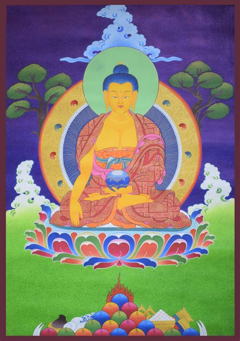 Shakyamuni Buddha Handmade Thangka Painting From Nepal Tibet House