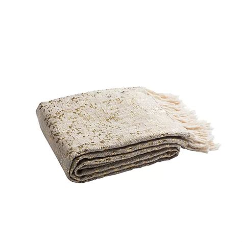 Peppin Metallic Throw Blanket In Naturalgold Bed Bath And Beyond