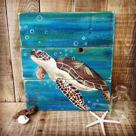 Sea Turtle Painting On Wood Turtle Painting Sea Turtle Art Turtle