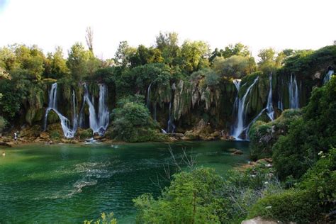 4k Kravice Bosnia And Herzegovina Waterfalls Shrubs Hd Wallpaper
