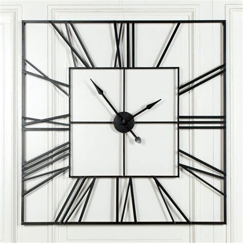 Extra Large 120cm Black Square Metal Wall Clock Accessories From