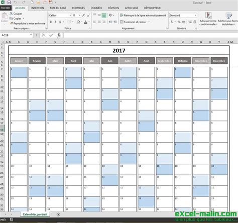 Calendrier 2017 Excel Modifiable Et Gratuit Excel