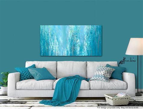 Teal Blue And Green Abstract Painting Canvas Art Print