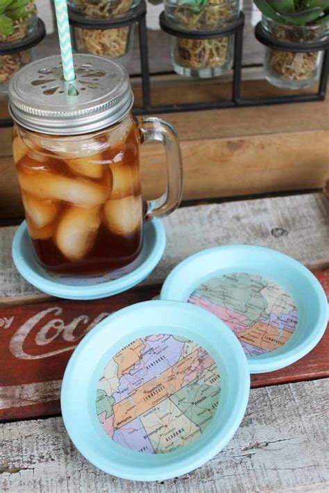 Diy Map Coasters From Terra Cotta Saucers Resin Crafts Blog