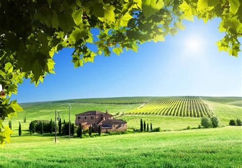 Italy Fields Scenery Houses Tuscany Hd Wallpaper