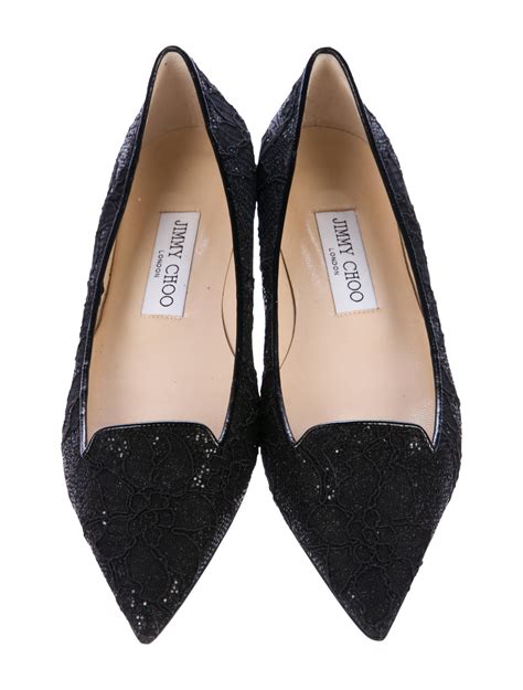 Jimmy Choo Glitter Pointed Toe Flats Shoes Jim75606 The Realreal