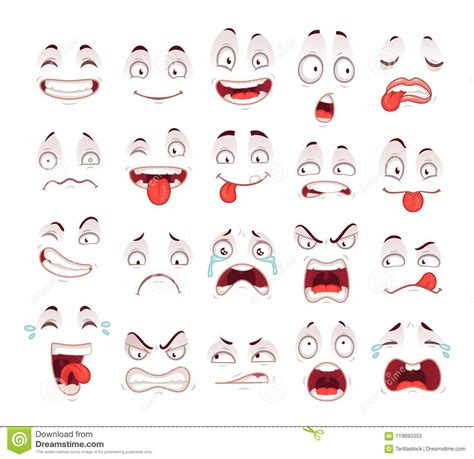 Cartoon Faces Happy Excited Smile Laughing Unhappy Sad