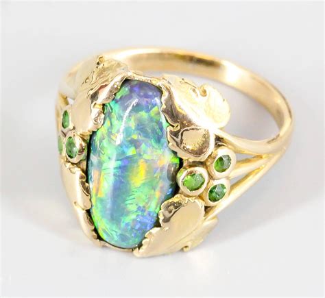 Louis Comfort Tiffany And Co Black Opal Emerald Gold Ring At 1stdibs