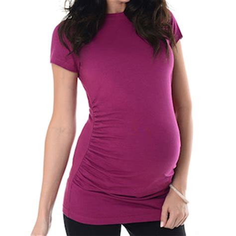 Solid Tee Maternity Tops For Pregnant Women Clothes Short Sleeve