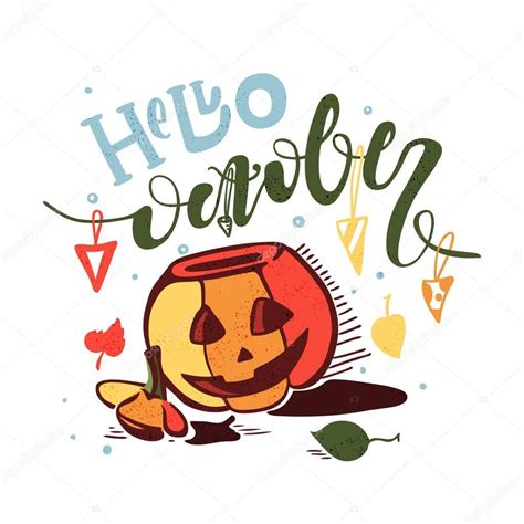 Hello October Hand Drawn Lettering — Stock Vector © Wewhitelist 166030740