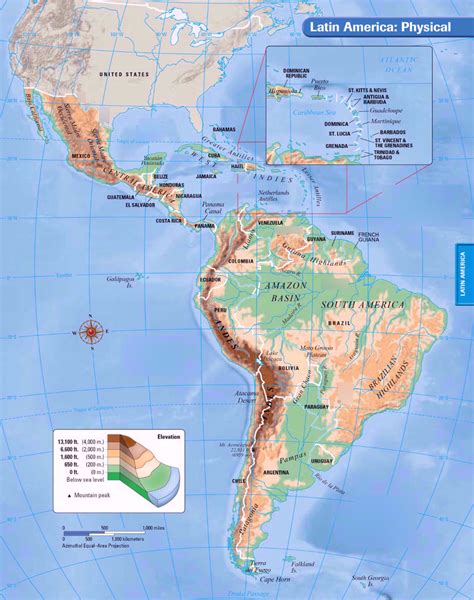 Latin America Physical Map 1 8 Diagram Quizlet
